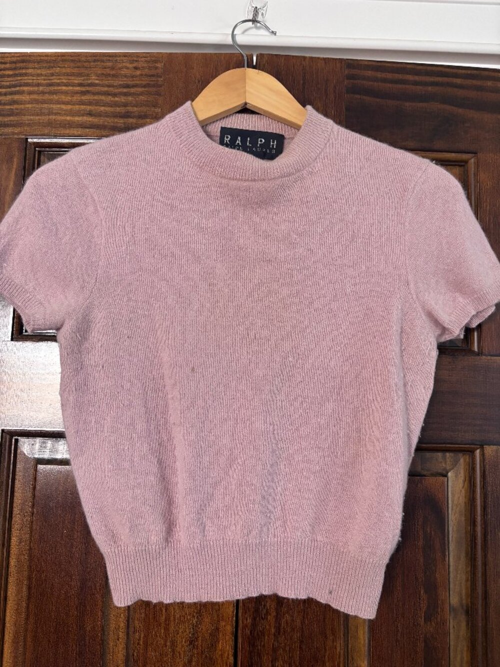 Ralph Lauren 100% Cashmere Pink Short Sleeve Sweater Size S